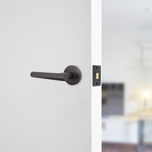 Matt Black / Black Olvera Door Handle Latch Pack Set shot 8087889