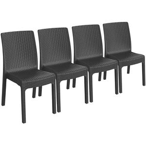 4x Nilufer Rattan Effect Garden Dining Chairs Outdoor Patio Chair