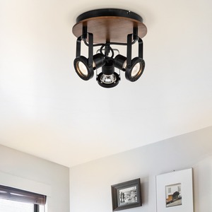 COSYLYTE Riverton 3 Light Spotlight with Walnut Wooden Backplate