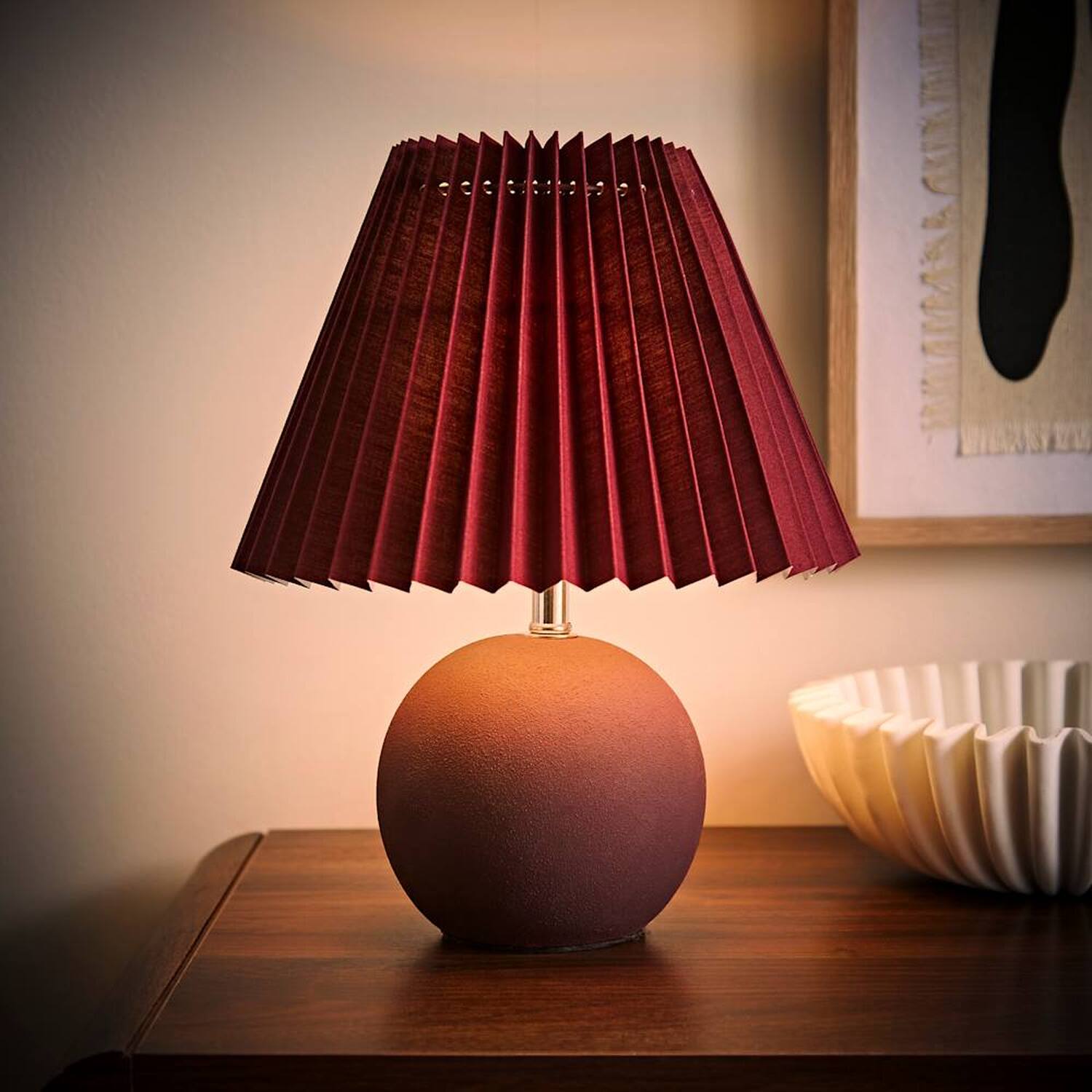 Beattie Origami Table Lamp - Burgundy / Yes