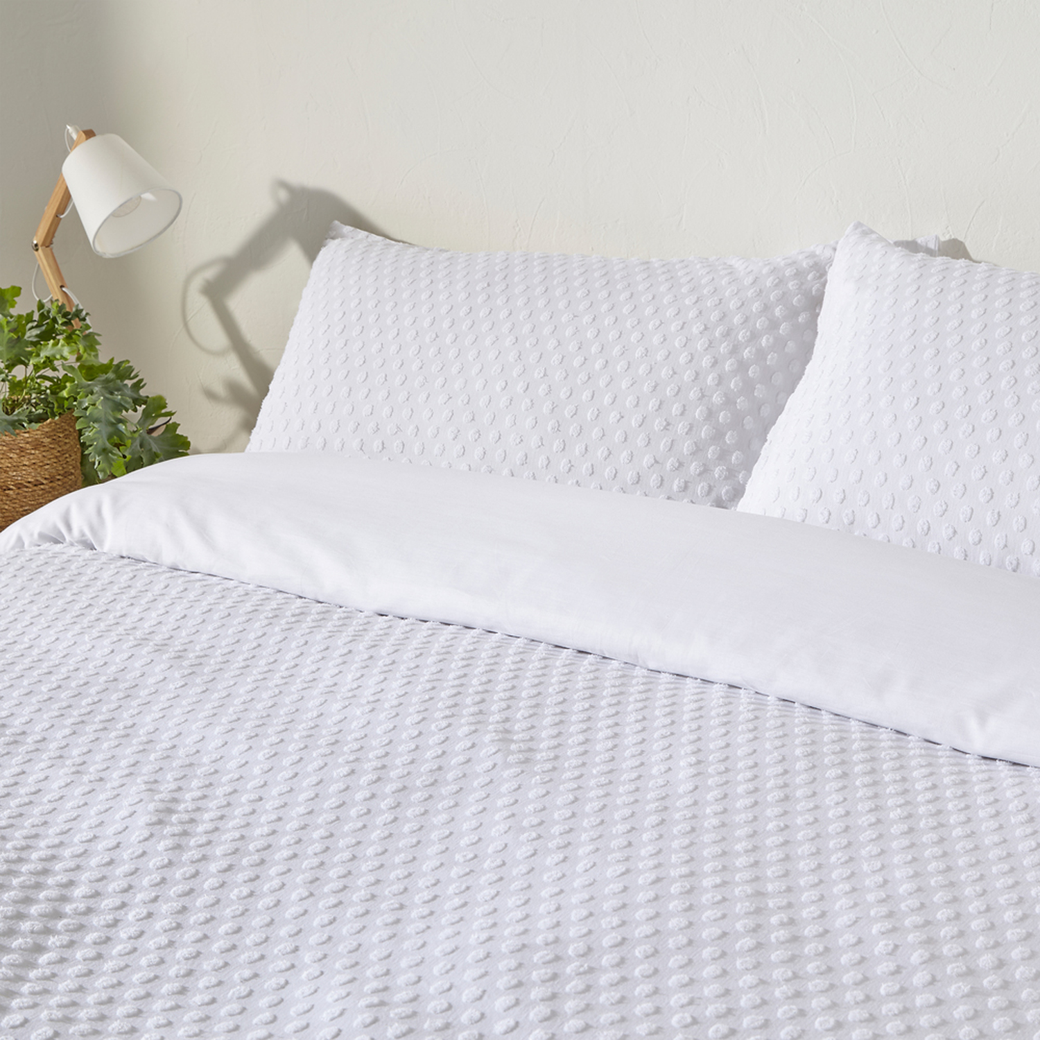 Polka Tuft Duvet Cover Set - White Double