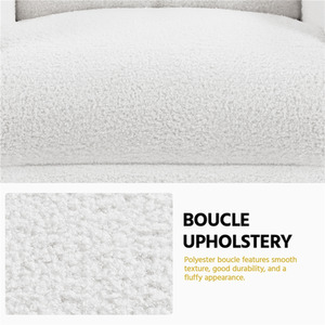 White / Polyester, Boucle, Fabric, Foam, Metal Yaheetech Upholstered Armchair Recliner Chair shot 10324692