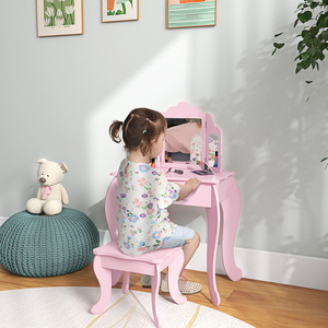 HOMCOM Kids Vanity Table and Chair Set