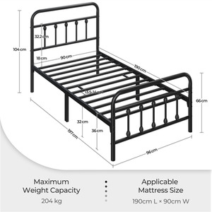 Black / Single Yaheetech Vintage Metal Bed Frame shot 10695264