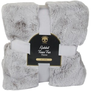 Large Rabbit Faux Fur Throw
