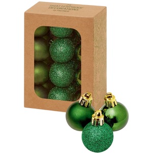 24 Mini Green Christmas Tree Baubles Ornament Glitter Gloss Mat 3cm