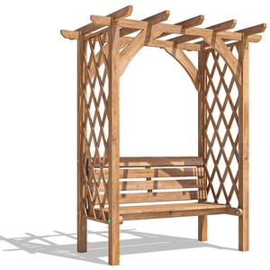 6x4.6ft Dunster House Wooden Pergola With Seat Plant Frame