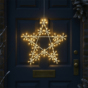Xmas Haus 50cm 120Warm White Led Metal Star3M Lead Outdoor