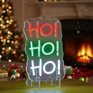 Neon LED Ho Ho Ho Christmas Light Sign Small Table Top or Hang 29cm