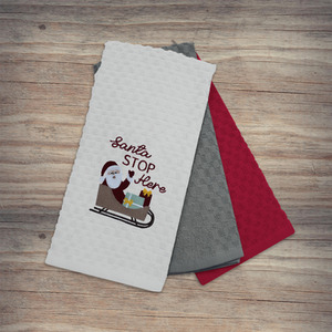 Festive Fun 3 Pack Super Absorbent Fast Drying Tea Towels Santa Stop