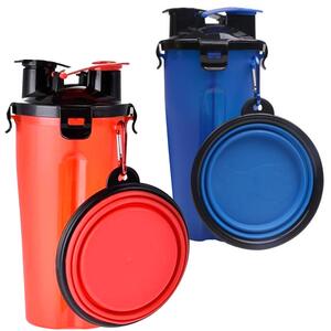 2 in 1 Dog Water  Food Bottle with Collapsible Bowl