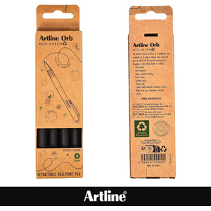Artline Eco-Green Orb Ballpoint Pen 1mm Nib Pack of 4