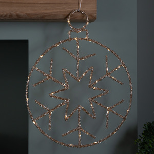 Light up Gold Christmas Snowflake Ball with Warm White LEDs