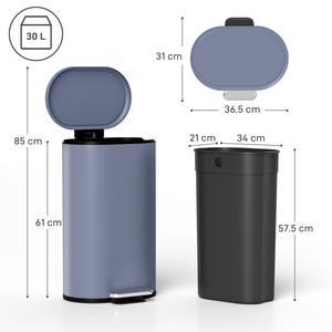HOMCOM 30L Kitchen Bin with Soft-Close Lid 851-060V00GY