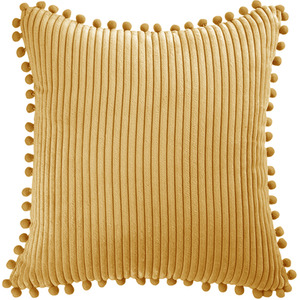 Elegant Polyester Cushion Cover with Pom Pom Detailing