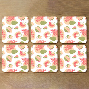 Botanical elements with line art Designer Coaster Set