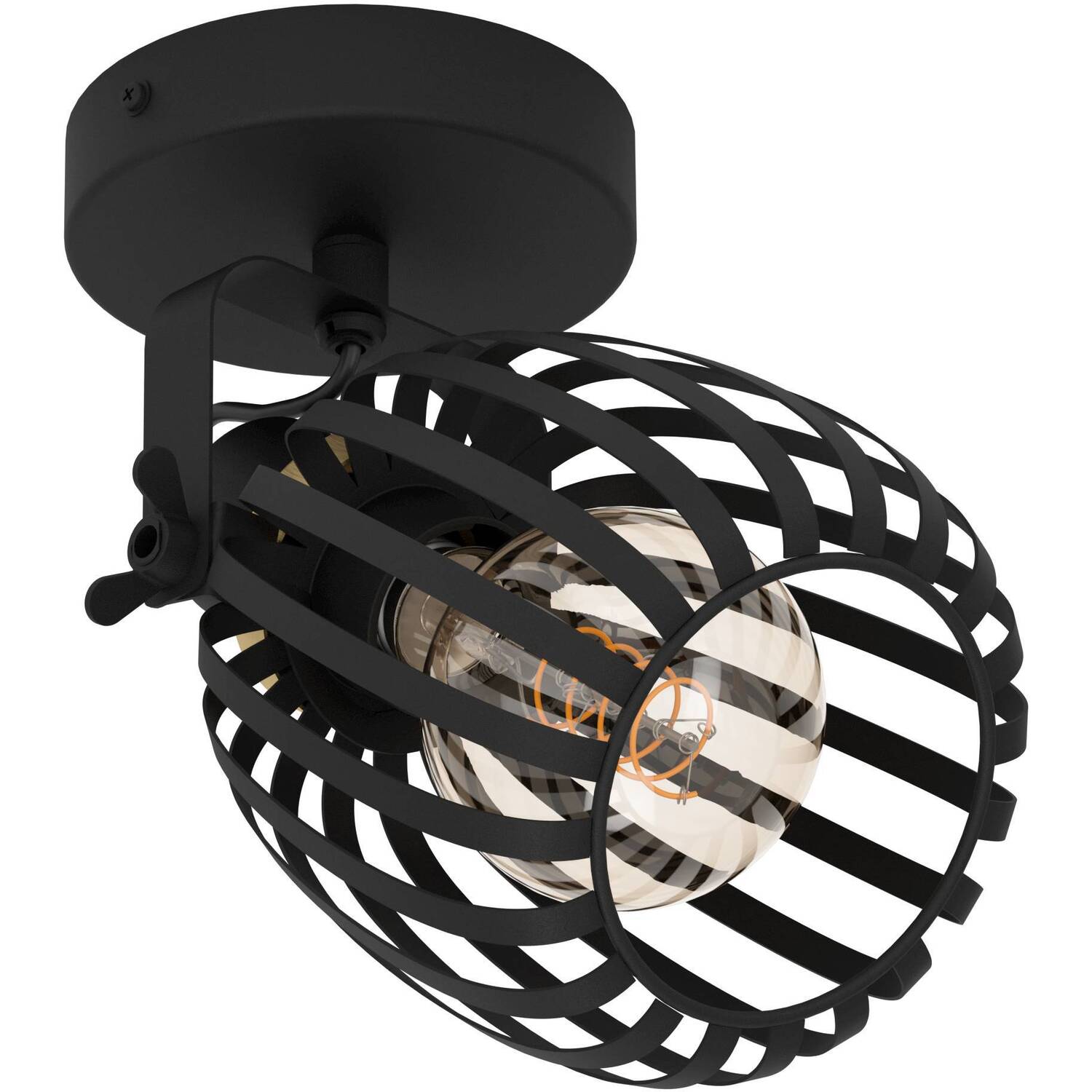 Eglo Girona Black Steel Modern Single Spotlight - Black