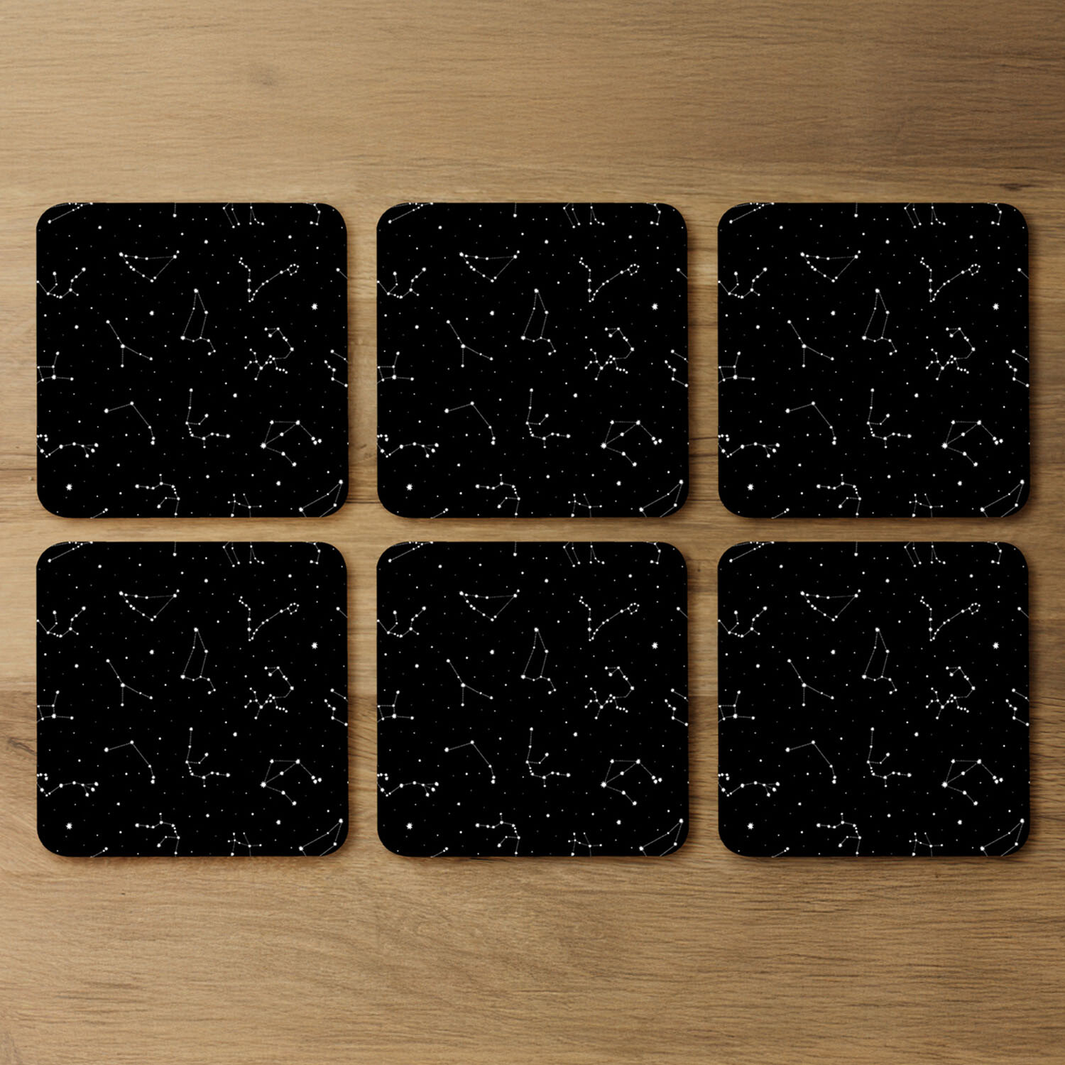 Zodiacal Constellations Coaster - Black