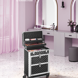 Makeup Trolley, Makeup Case on Wheels, Beauty Trolley with 2 Drawers
