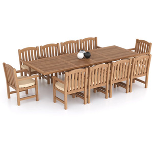 Cologne Teak Garden Dining Table and 10 Seat Chair Set