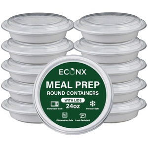 24oz White Plastic Meal Prep Container With Lid