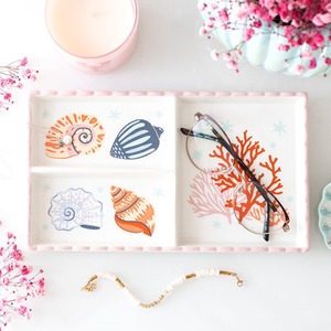 Pastel Shell and Coral Trinket Jewellery Tray Organiser