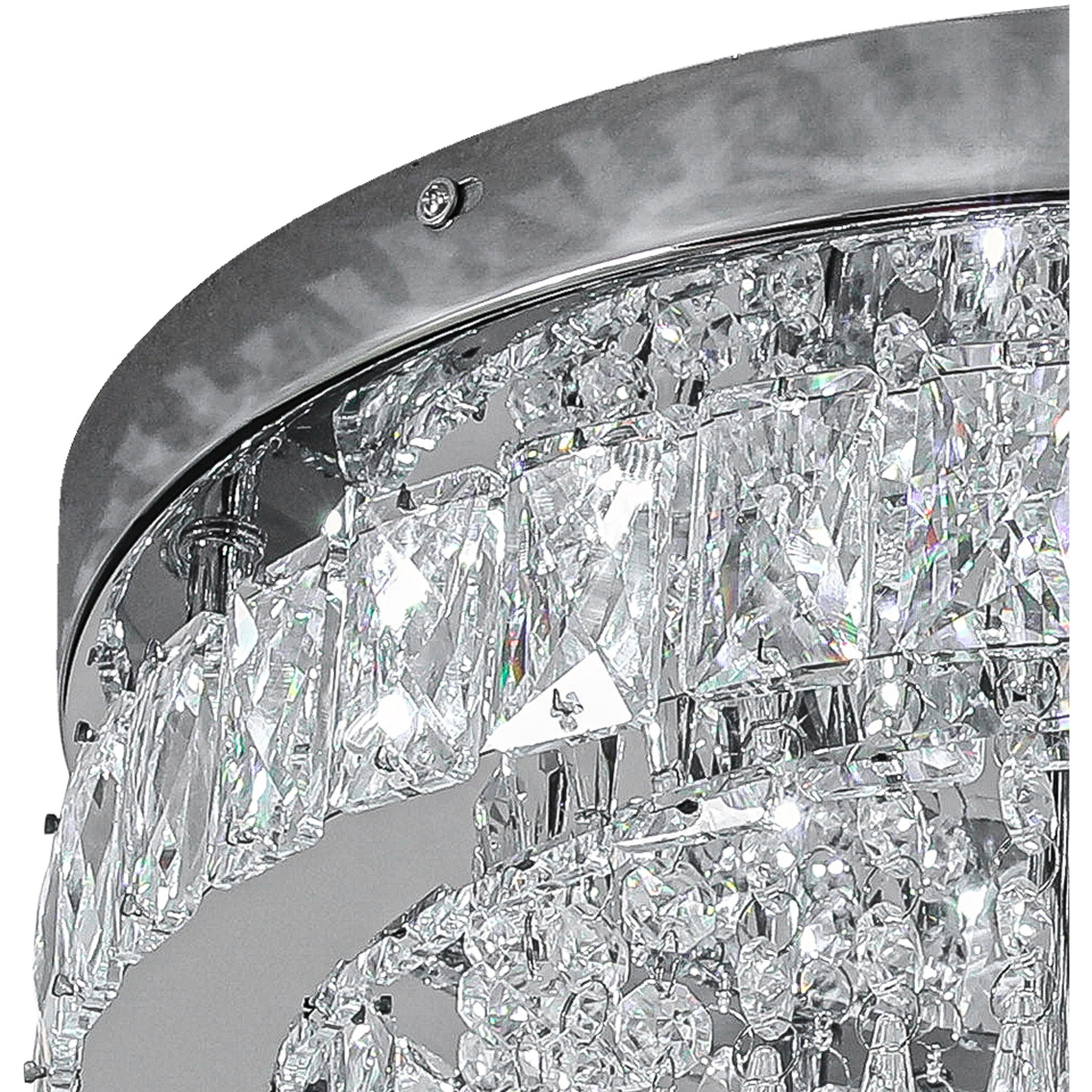 Elegant Crystal Layers Round Ceiling Light - Silver