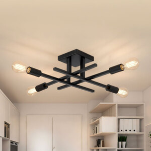 Emitto Semi Flush Mount Ceiling Light Fixture Metal Black