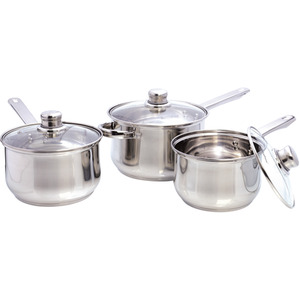 Buckingham 3 Piece Stainless Steel Deep Saucepan Set