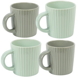 Pack of 4 Ribbed Neutral Mugs