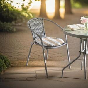 Wide Striped Outdoor D Shaped Seat Pad Beige