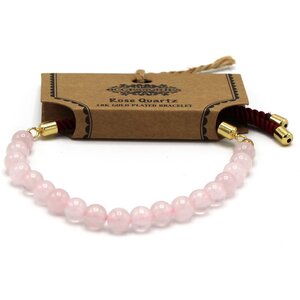 18K Gold Plated Gemstone Bordeaux String Bracelet with Rose Quartz
