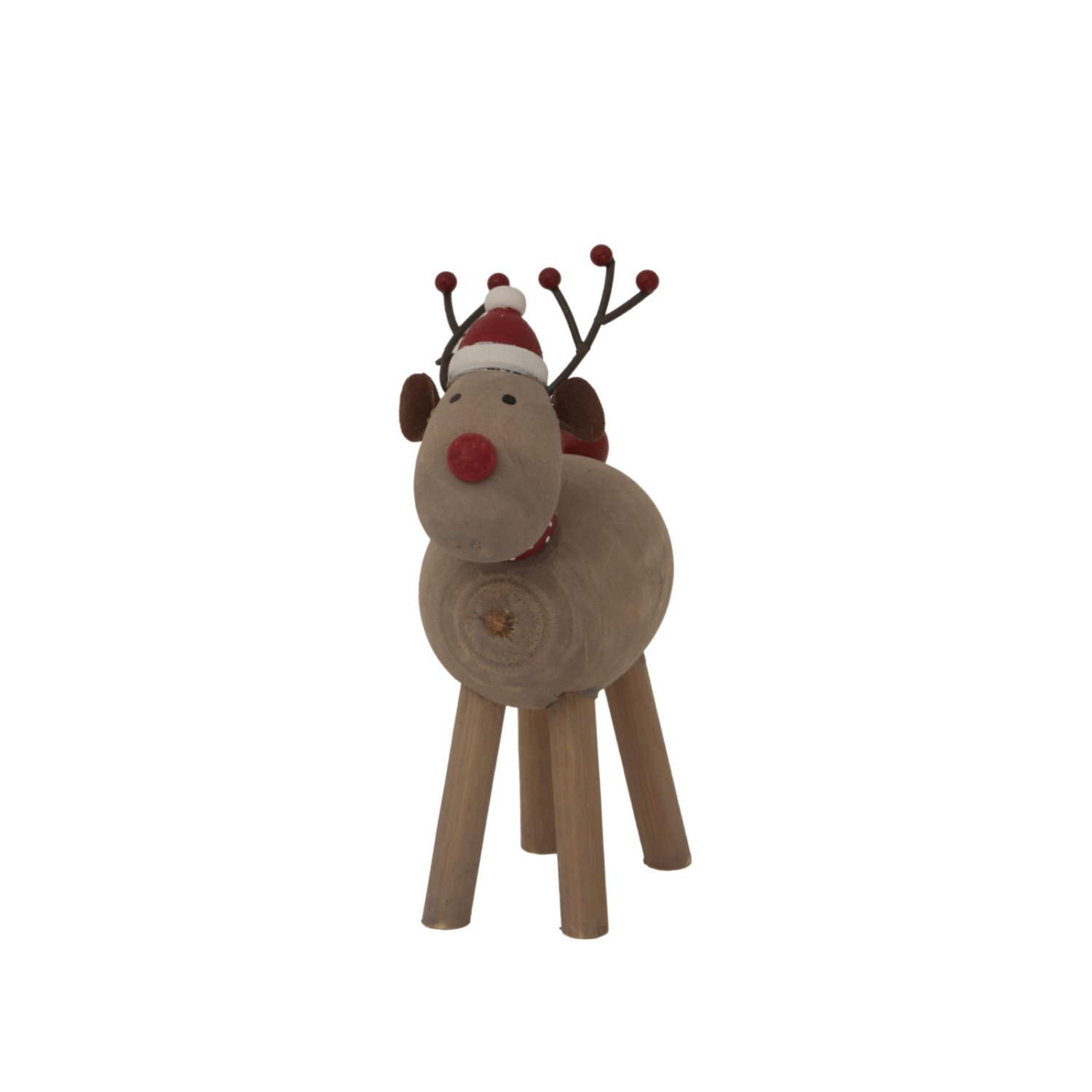 Rustic Rudolf Reindeer Ornament With Hat Winter Decor Accent - Maroon