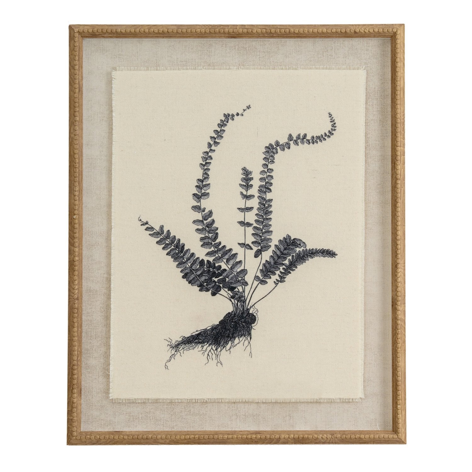 Flora Fauna Spleenwort Fern Beaded Frame Wall Art - Brown