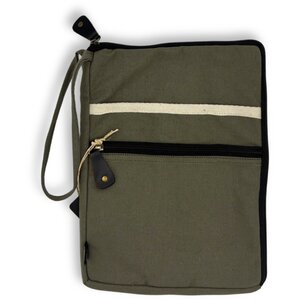 Canvas Travel Laptop Pouch - Olive, Slim, Lightweight  Organized