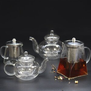 Elegant Glass Infuser Teapot Contemporary Design Micro Mesh Filter