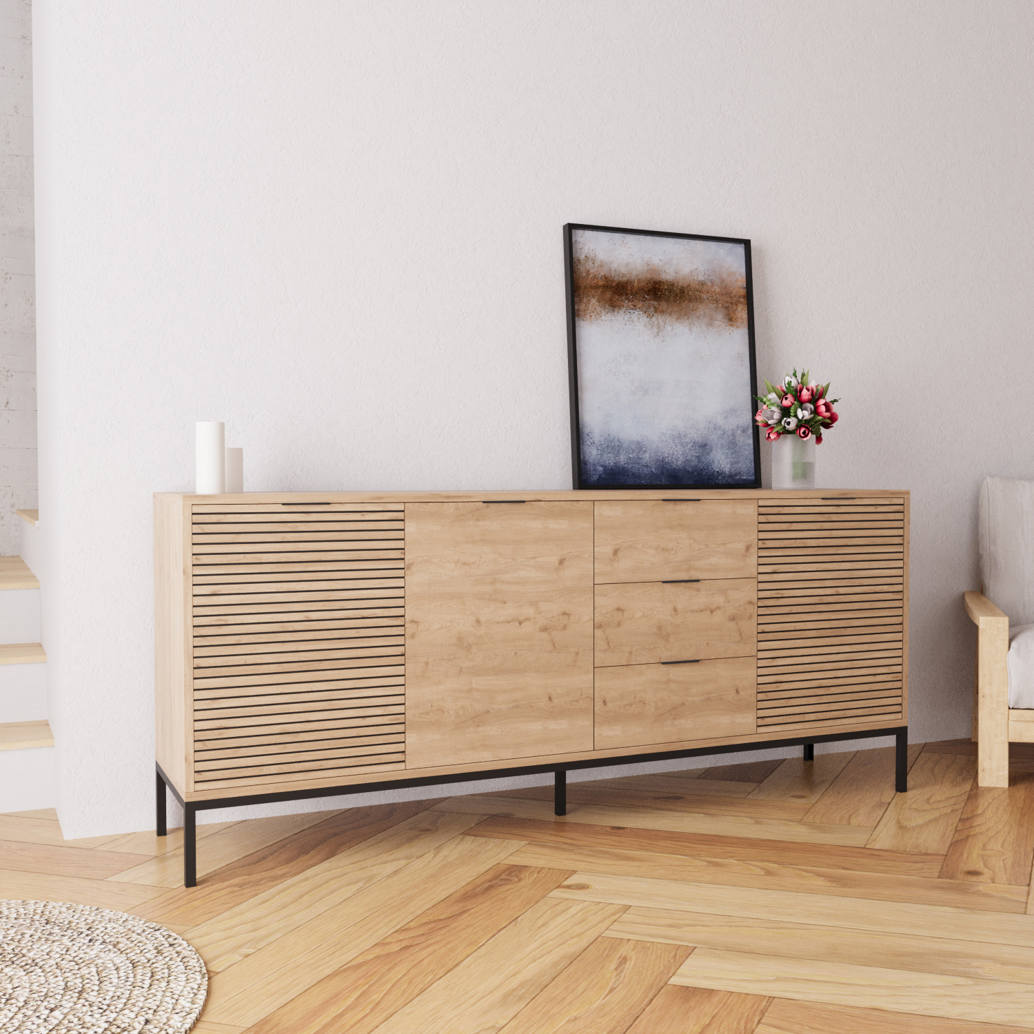 Alya Wide Sideboard - Oak