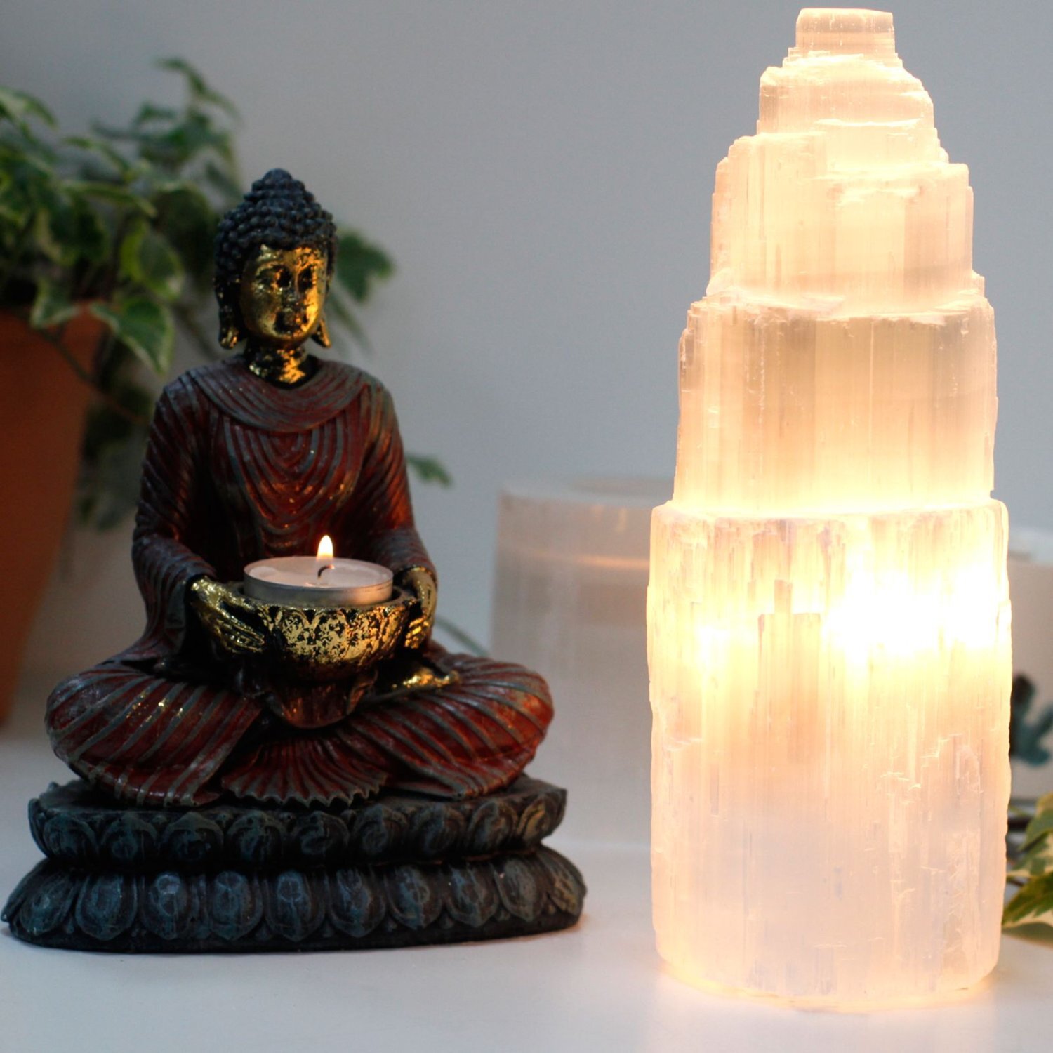 Image of Natural Selenite Tower Lamp Cleansing Healing&hellip;
