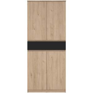 Budapest Tall Shoe Cabinet - Oak-Effect with Black Fronts, 4 Doors & 1 Drawer