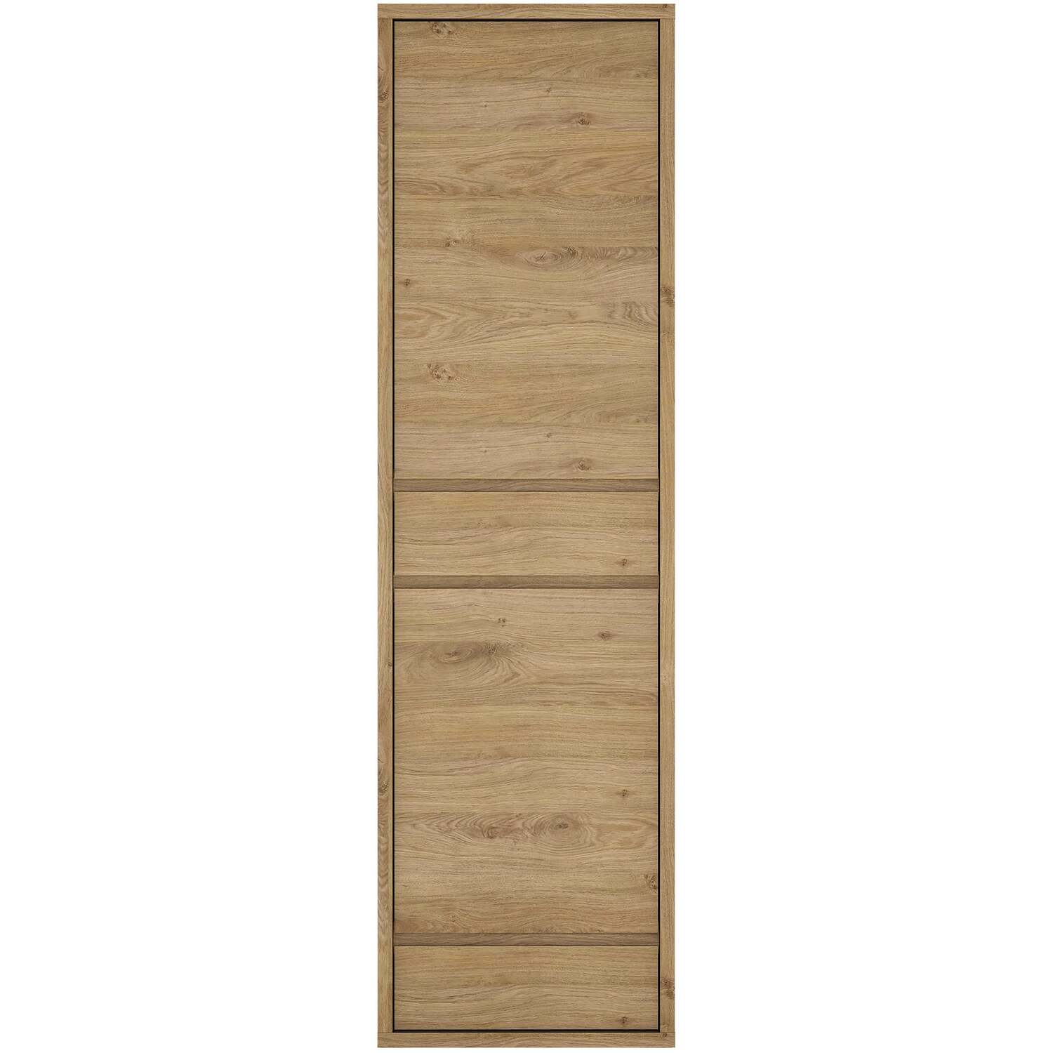 Athens Tall Narrow Storage Cabinet, Natural Oak-Effect Matt, 2 Doors 2 Drawers - Natural