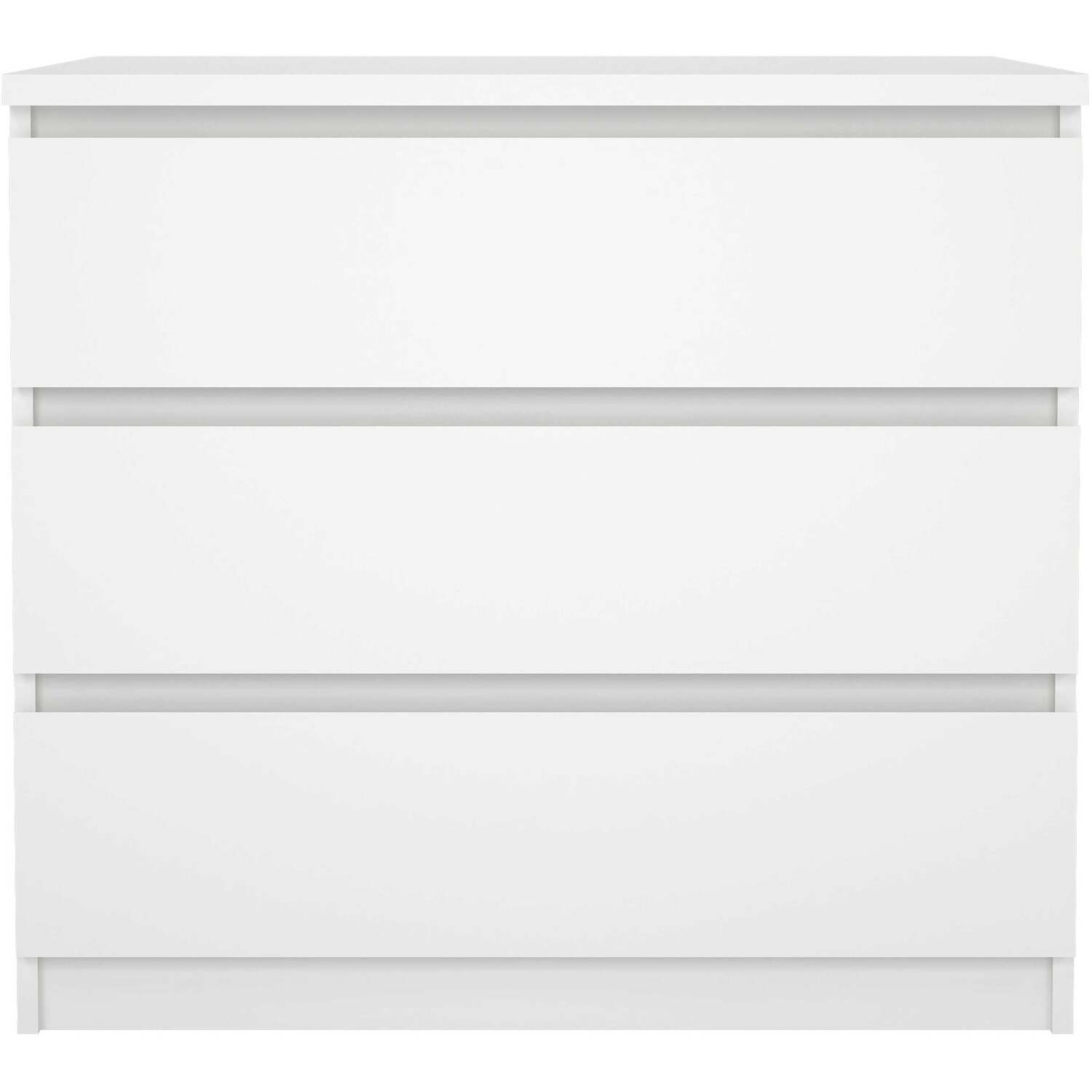 Budapest 3-Drawer Chest White Handleless Gloss - White
