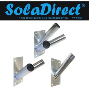 Triple Flag Pole Holder - Wall Mounted Flag Pole Bracket, Galvanised