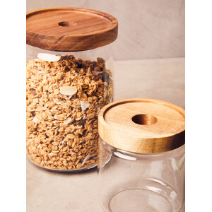 Tromso Round Glass Storage Jar with Acacia Lid 1260 ml