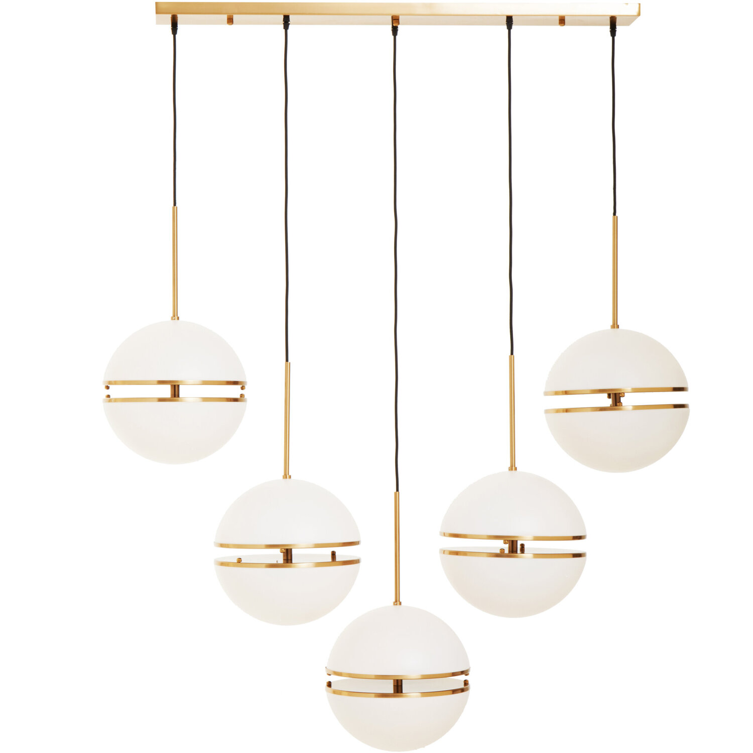 Abira Five Ball Brass Pendant Light - Gold