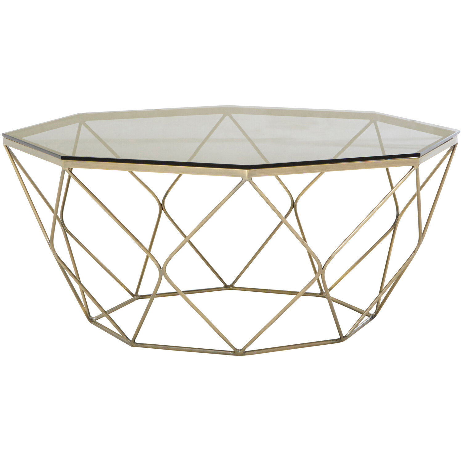 Allure Hexagon Coffee Table With Brushed Nickel Base - Grey