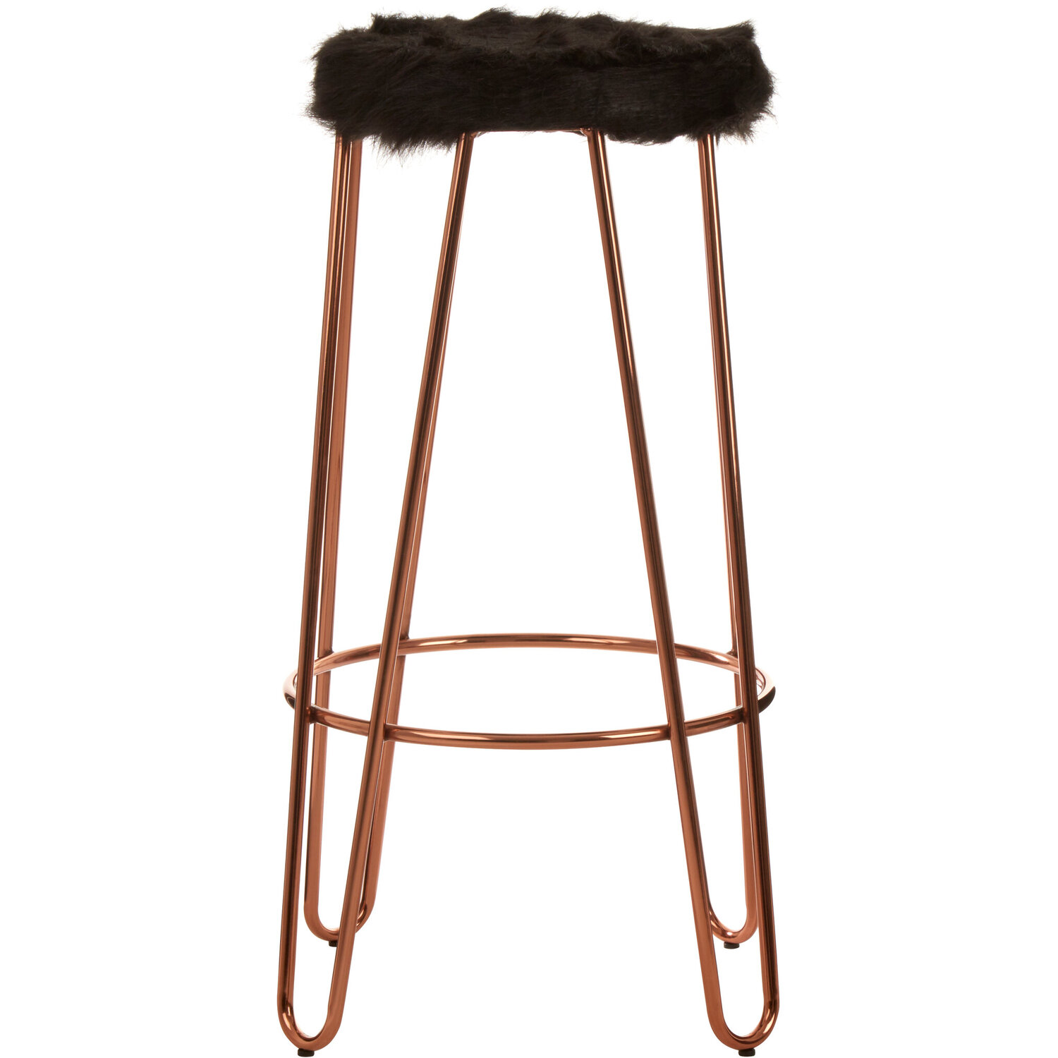 District Faux Fur Hairpin Bar Stool - Black