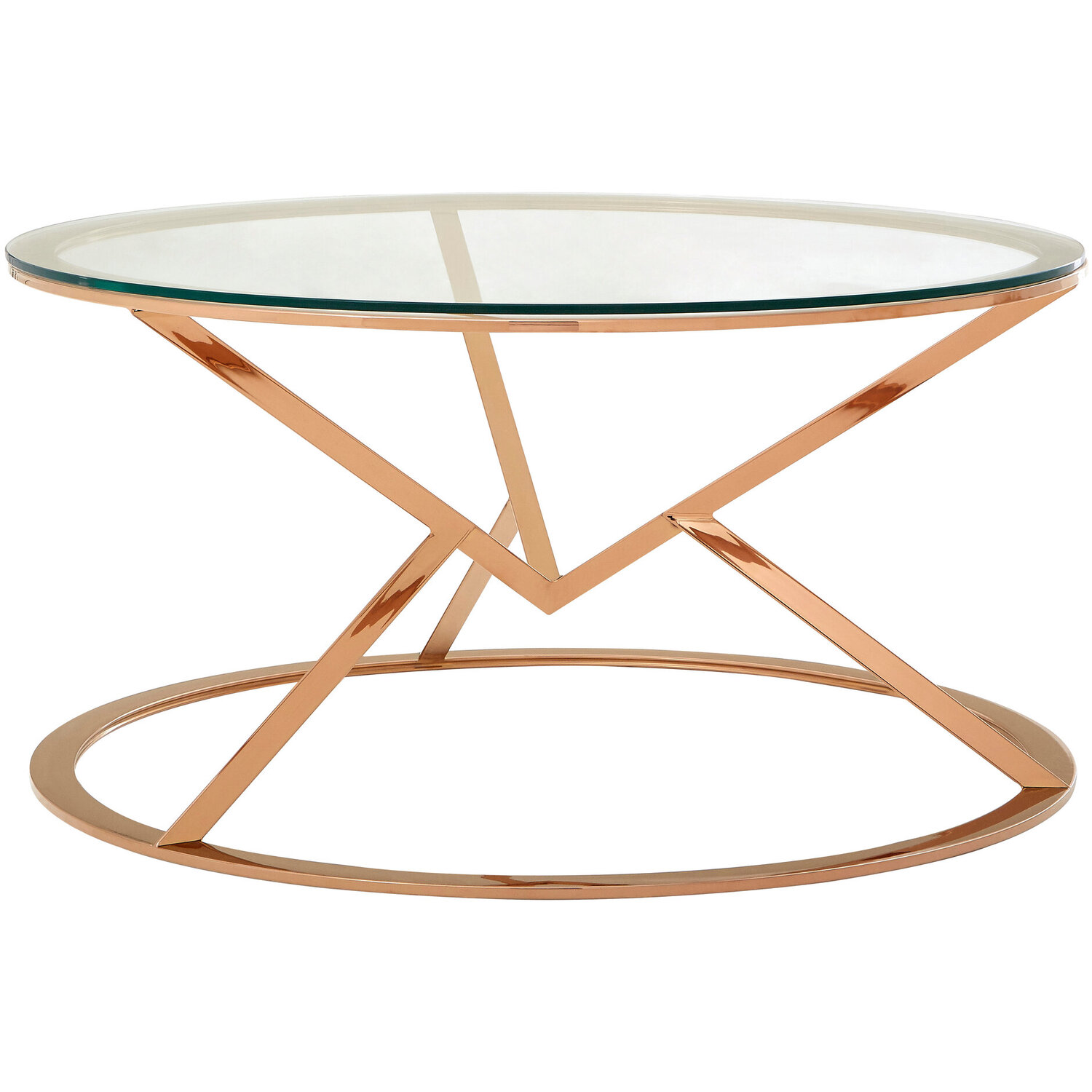 Allure Corseted Round Rose Gold Coffee Table - Gold