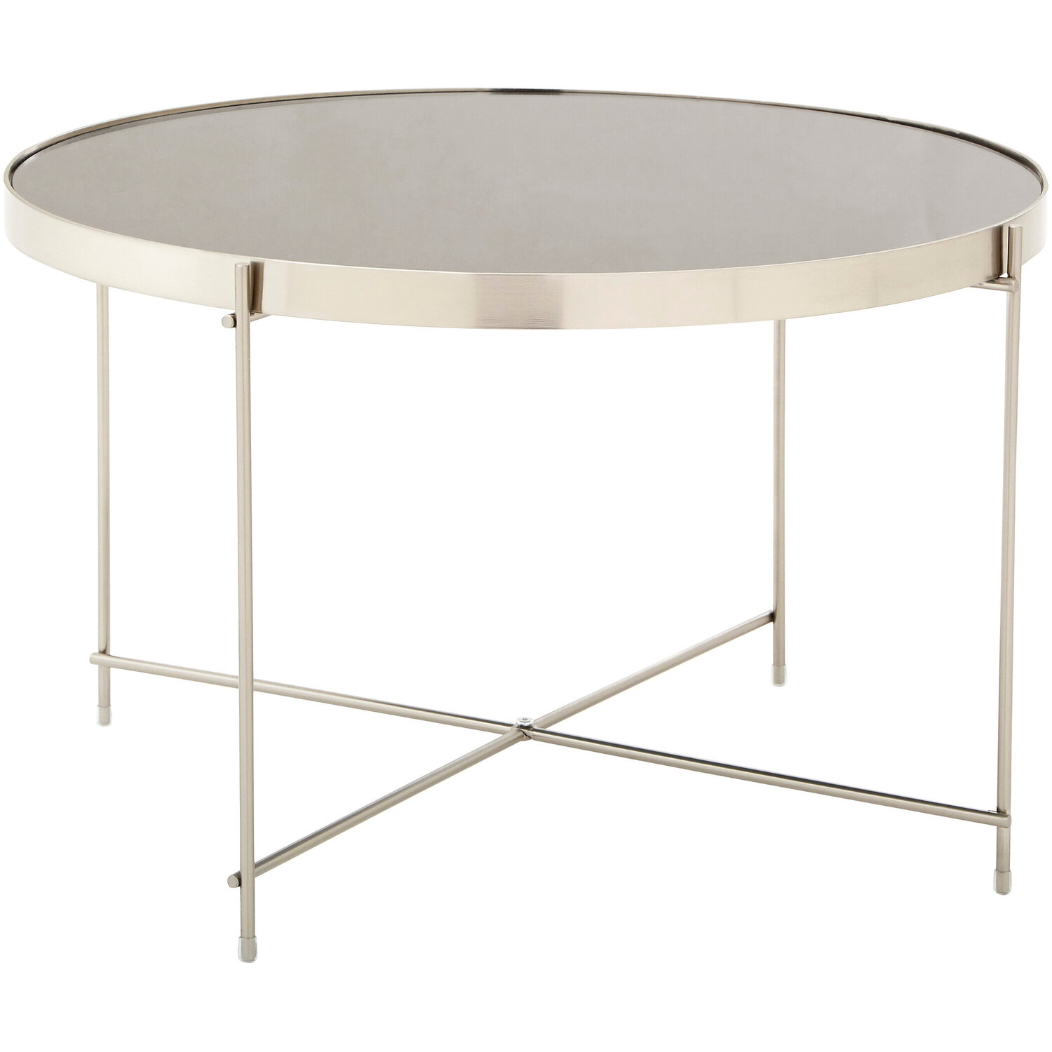 Allure Large Grey Mirror Round Side Table - Silver