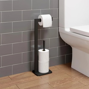 Square Black Freestanding Toilet Roll Holder