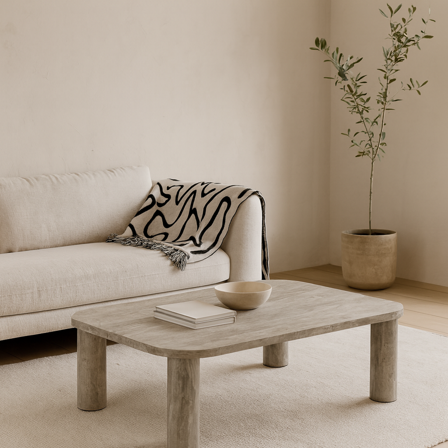 Frankfurt Rectangular Coffee Table Marble Look Matt - Grey